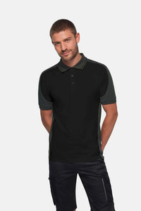 HAKRO Poloshirt Contrast  MIKRALINAR® ECO 539 schwarz/karbongrau