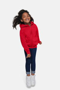 HAKRO Kinder Kapuzen-Sweatjacke Bio-Baumwolle 565 rot