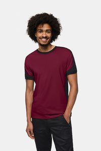 HAKRO T-Shirt Contrast MIKRALINAR® ECO 590 weinrot/schwarz