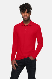 HAKRO Pocket-Longsleeve-Polo MIKRALINAR® ECO 817 rot