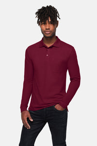 HAKRO Pocket-Longsleeve-Polo MIKRALINAR® ECO 817 weinrot