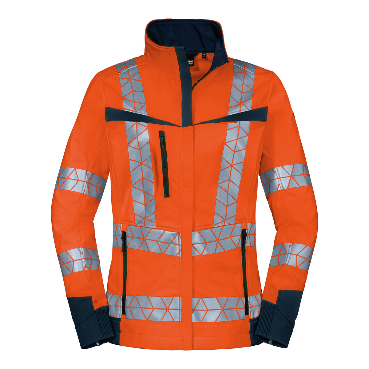 WS Leuchtkegel Jacke Damen Warnorange/ Dunkelblau – Vorderansicht