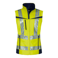 WS Leuchtkegel Weste Winter Damen Warngelb/ Dunkelblau – Vorderansicht