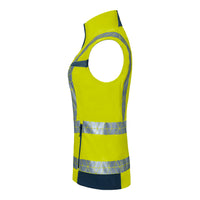 WS Leuchtkegel Weste Winter Damen Warngelb/ Dunkelblau – Seitenansicht