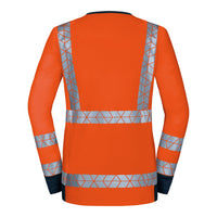 WS Signalheld Longsleeve Damen Warnorange/ Dunkelblau – Rückansicht