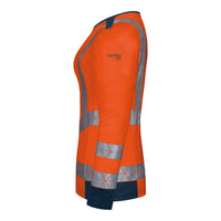 WS Signalheld Longsleeve Damen Warnorange/ Dunkelblau – Seitenansicht