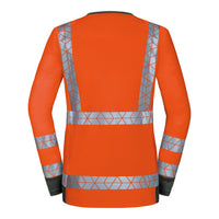 WS Signalheld Longsleeve Damen Warnorange/ Dunkelgrau – Rückansicht