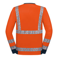 WS Signalheld Longsleeve Herren Warnorange/ Dunkelblau – Rückansicht
