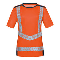 WS Signalheld T-Shirt Damen Warnorange/ Dunkelblau – Vorderansicht