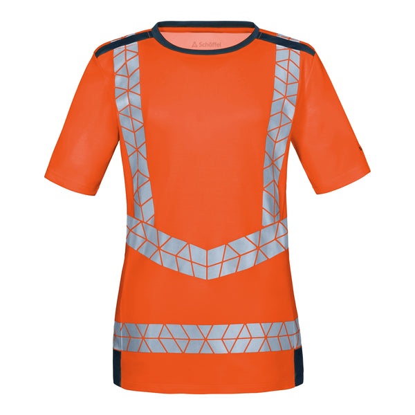 WS Signalheld T-Shirt Damen Warnorange/ Dunkelblau – Vorderansicht