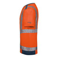 WS Signalheld T-Shirt Herren Warnorange/ Dunkelblau – Seitenansicht