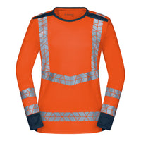 WS Warnheld Longsleeve Damen Warnorange/ Dunkelblau – Vorderansicht