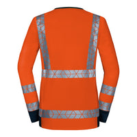 WS Warnheld Longsleeve Damen Warnorange/ Dunkelblau – Rückansicht