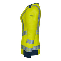 WS Warnheld Longsleeve Damen Warngelb/ Dunkelblau – Seitenansicht