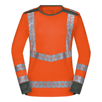 WS Warnheld Longsleeve Damen Warnorange/ Dunkelgrau – Vorderansicht