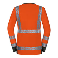 WS Warnheld Longsleeve Damen Warnorange/ Dunkelgrau – Rückansicht