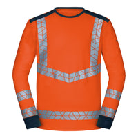 WS Warnheld Longsleeve Herren Warnorange/ Dunkelblau – Vorderansicht