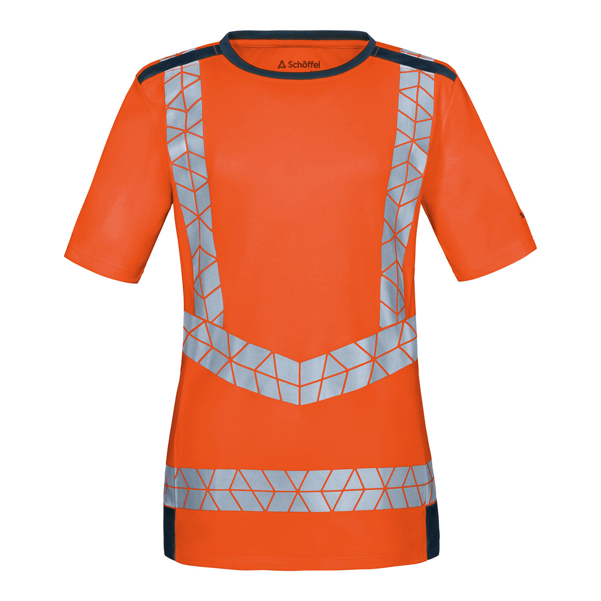 WS Warnheld T-Shirt Damen Warnorange/ Dunkelblau – Vorderansicht