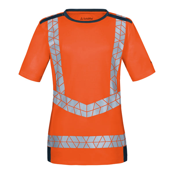 WS Warnheld T-Shirt Damen Warnorange/ Dunkelblau – Vorderansicht