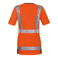 WS Warnheld T-Shirt Damen Warnorange/ Dunkelblau – Rückansicht