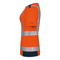 WS Warnheld T-Shirt Damen Warnorange/ Dunkelblau – Seitenansicht