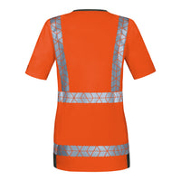 WS Warnheld T-Shirt Damen Warnorange/ Dunkelgrau – Rückansicht